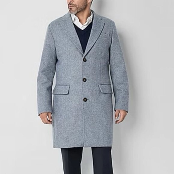 NWT Stafford Men's Fully Lined Light Gray Water Resistant Mid-Weight Topcoat XL - Picture 1 of 8